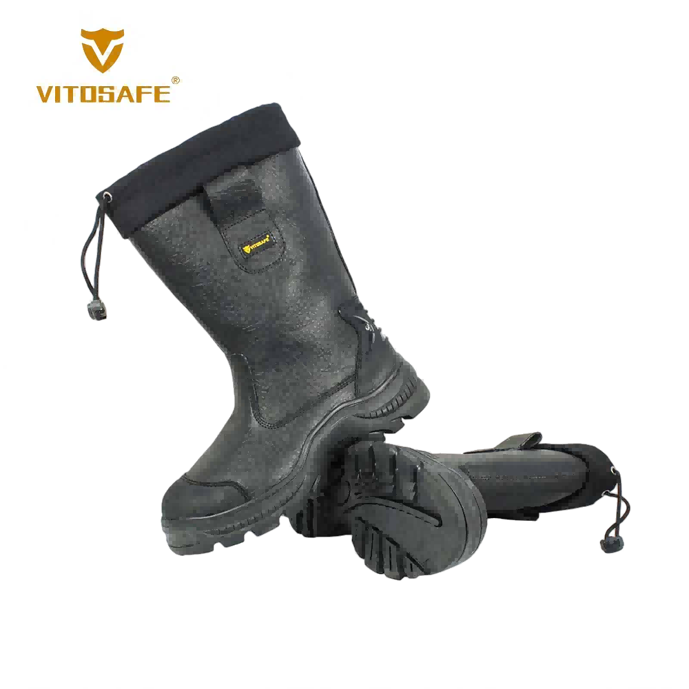 Black High Leg Safety Boots