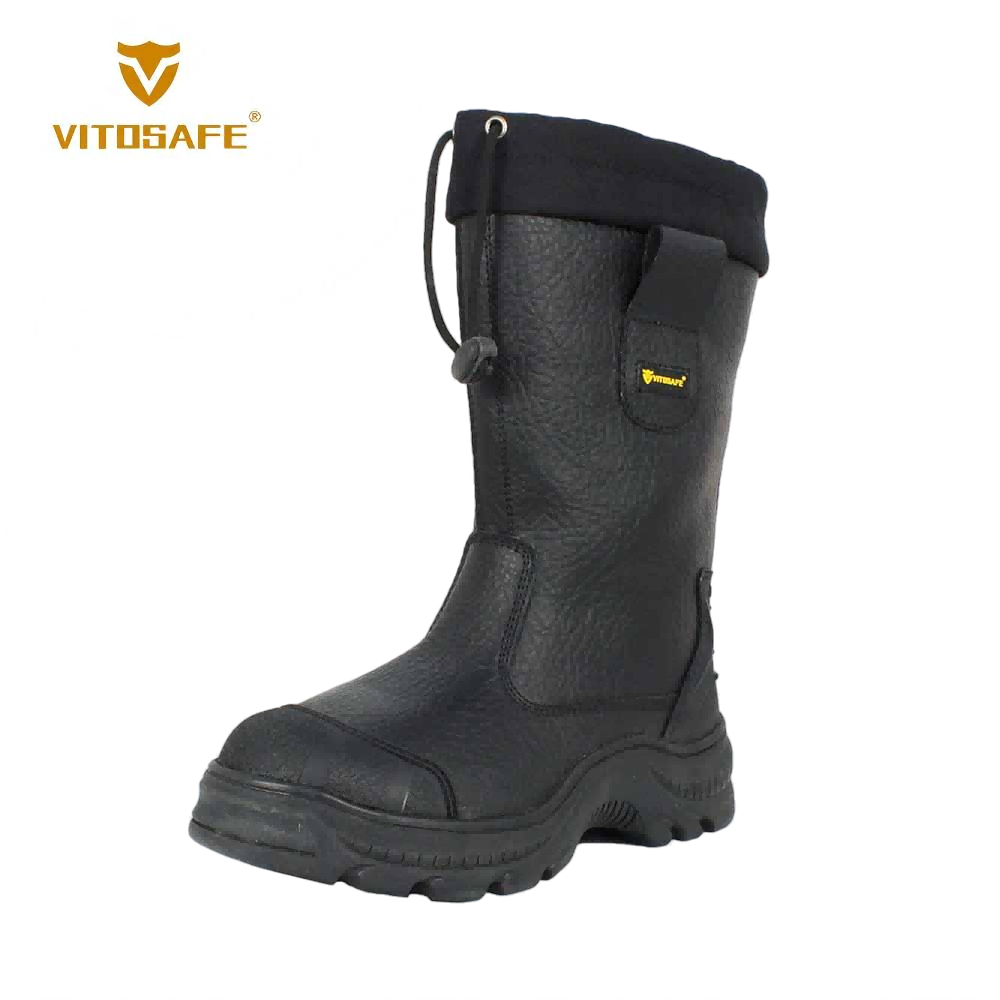 Black High Leg Safety Boots