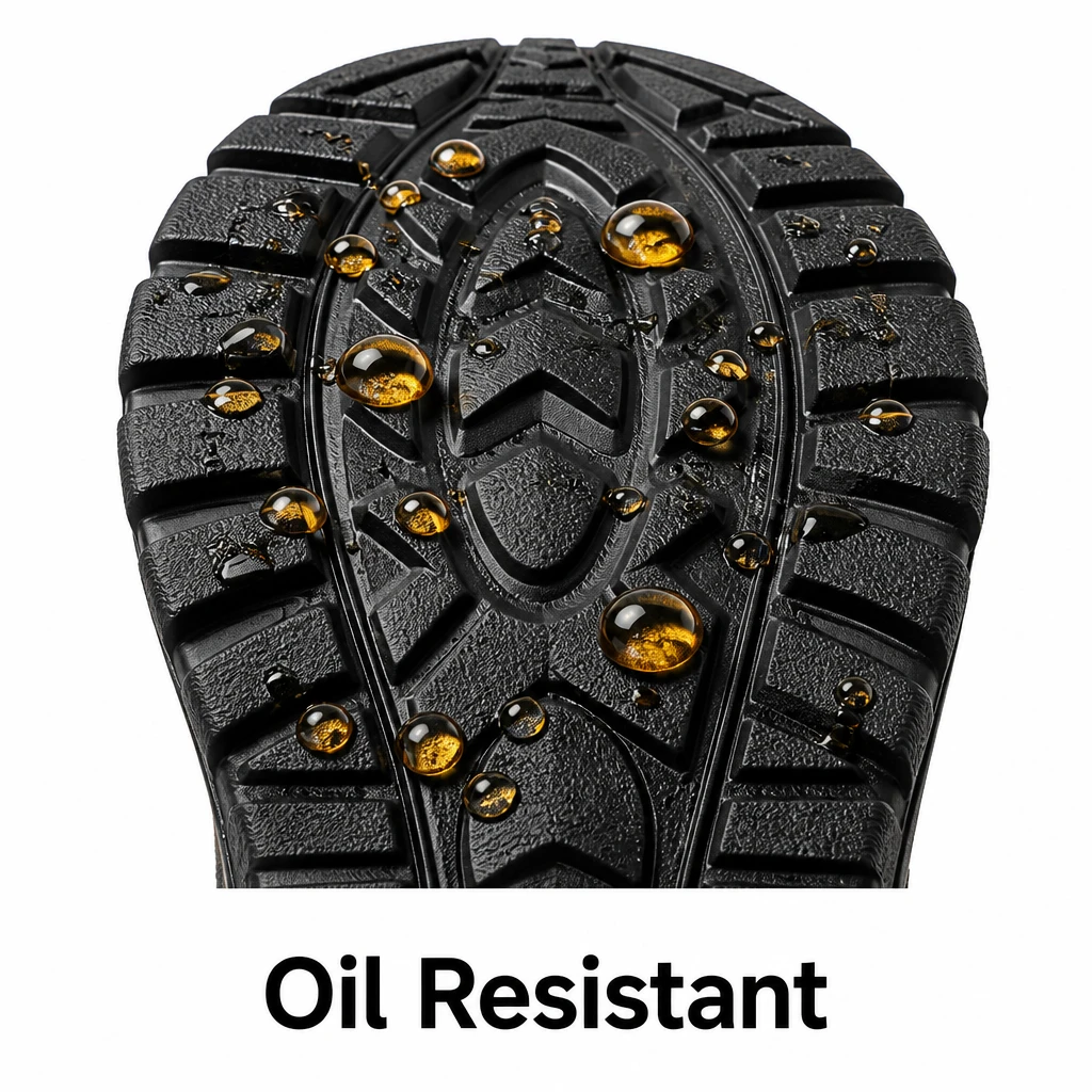 Oil Resistant: Outsole designed to withstand industrial chemical exposure.