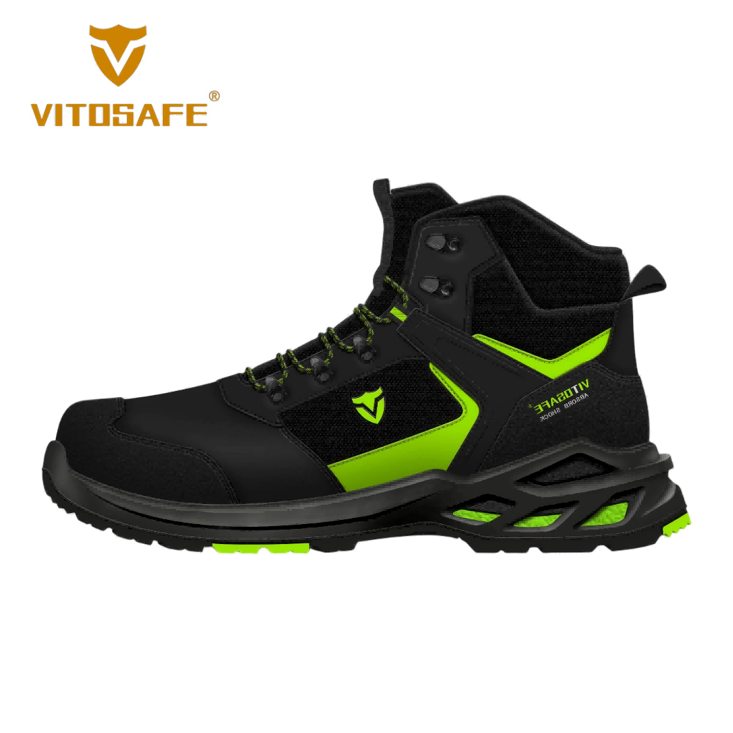 High-Visibility Construction Safety Boots — Breathable S1P Work Boots with Green Accents