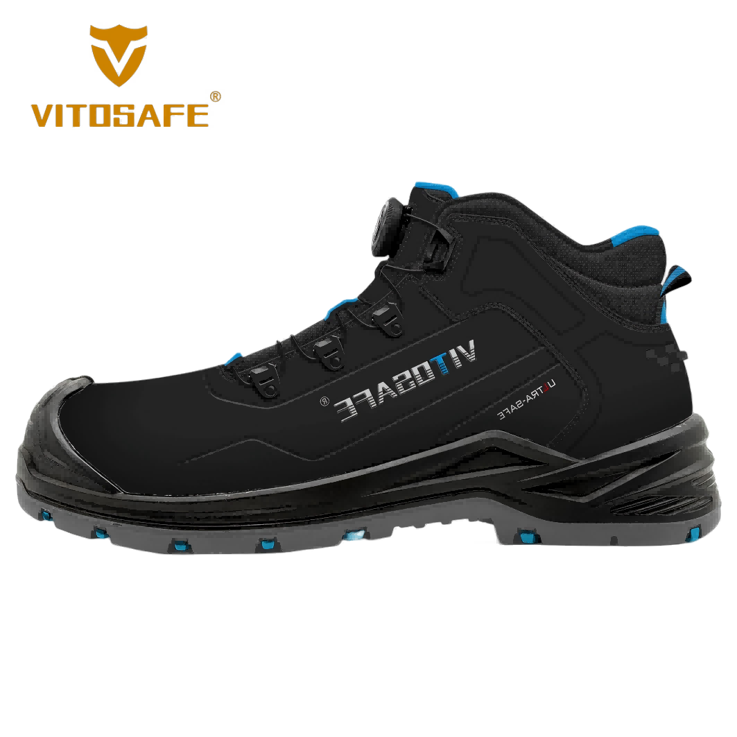 Tech-Ready Logistics Safety Boots — Black & Blue S1P Dial-Lacing Work Shoes