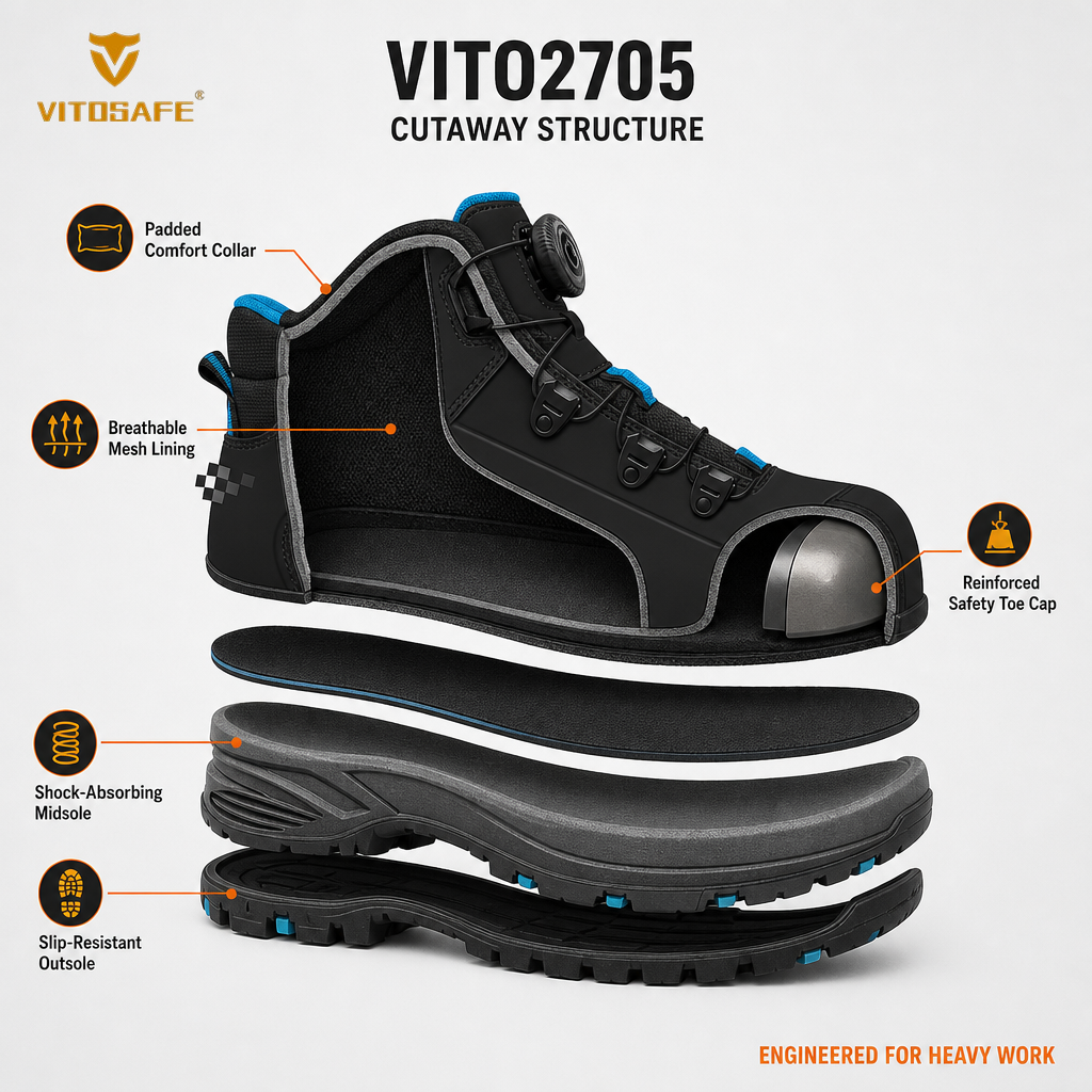 Tech-Ready Logistics Safety Boots — Black & Blue S1P Dial-Lacing Work Shoes