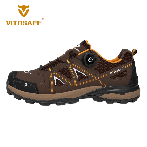 Leather-Mesh Hiking Safety Shoes — Brown BOA Outdoor Footwear