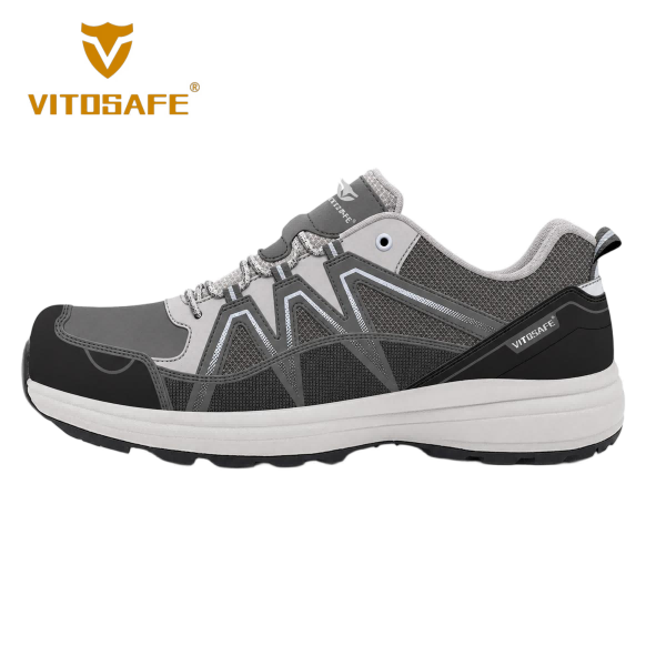 Knit-Mesh Steel-Toe Safety Shoes — Grey Warehouse Sneakers
