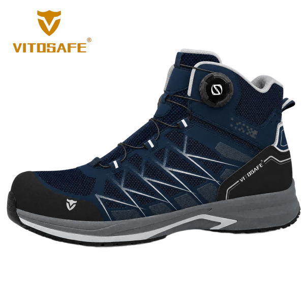 Navy Knit BOA Mid-Cut Safety Boots — Steel-Toe Logistics